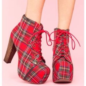 Jeffrey Campbell Vintage Litas - Red tartan , Plaid Platforms